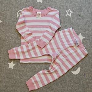 Hanna Andersson Pink Striped Girl Pajama Set Sz 2T 85cm